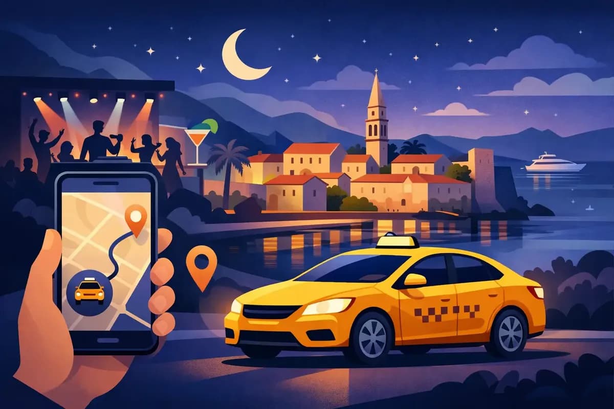 Taxi-App für Budvas Nachtleben und späte Heimfahrten