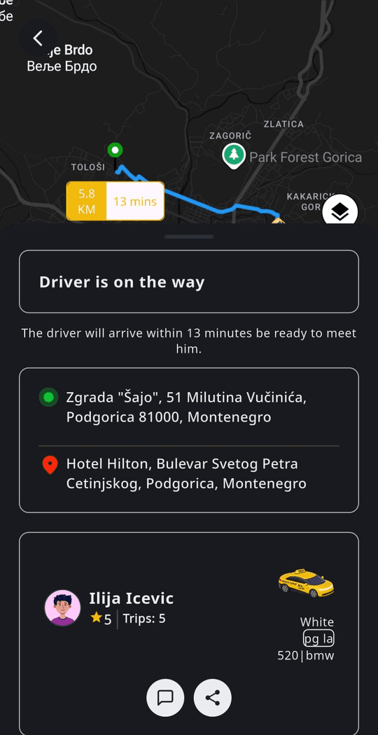Blic Taxi app screenshot